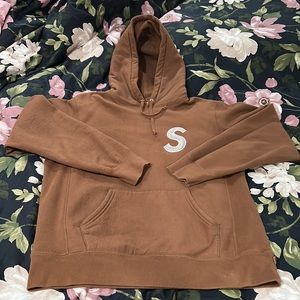 Supreme S logo Hooded Sweatshirt Size L Brown